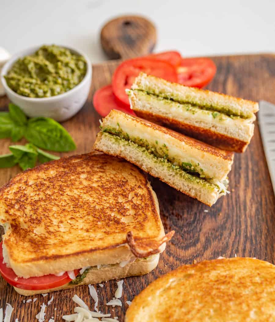 Secrets to a Perfect Mozzarella Red Pesto Grilled Cheese